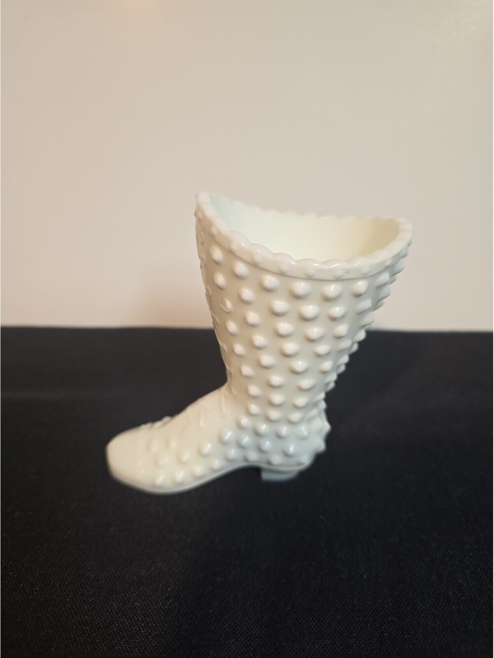 Vintage Fenton Hobnail Milk Glass Lace Up Boot